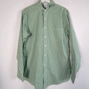 Brooks Brothers Classic Men’s Long Leeve Green Checkered Dress Shirt 15.5 x 32